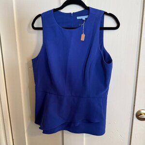 Antonio Melani Royal Blue Peplum Sleeveless Blouse Size Large
